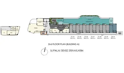 2nd floor plan of Supalai Sense Srinakarin with pool and fitness area