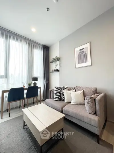 Modern living room with stylish decor and natural light