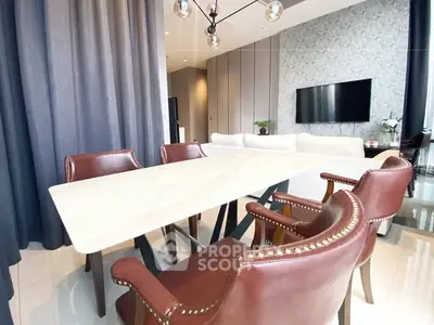 Luxurious modern living room with elegant dining area and stylish decor