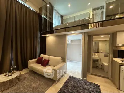 Modern loft apartment with stylish living room and mezzanine bedroom