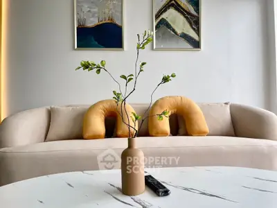 Stylish modern living room with elegant decor and cozy sofa