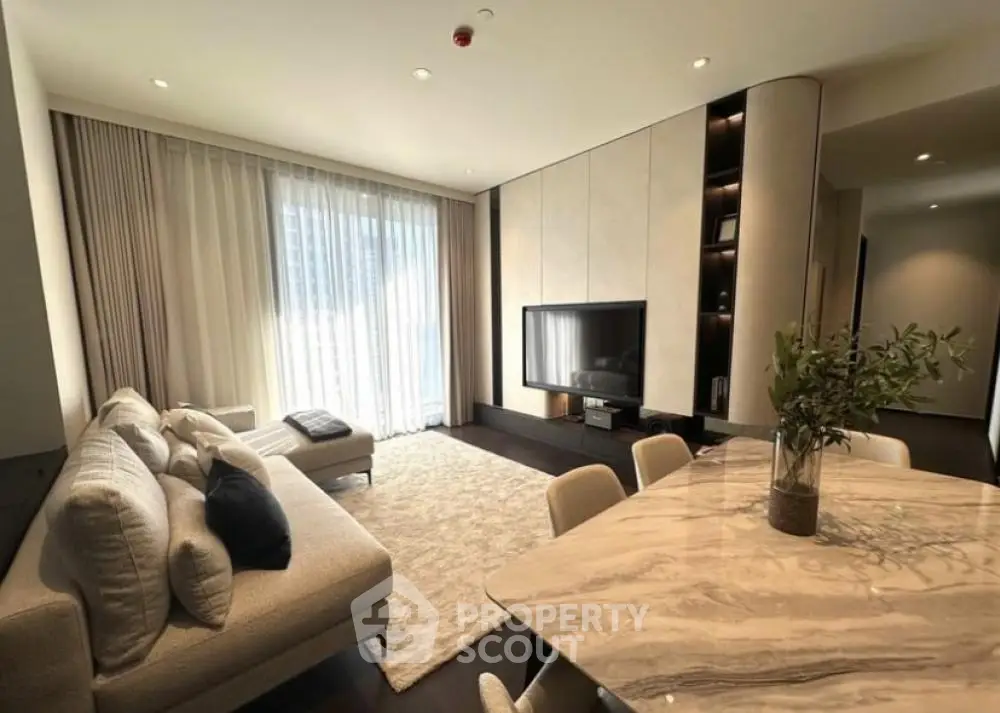 Luxurious modern living room with elegant decor and natural light