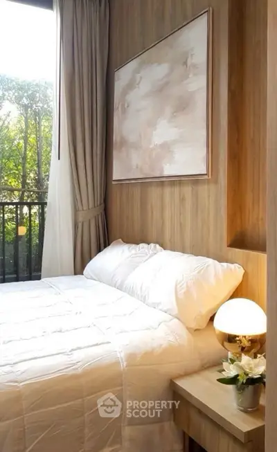 Cozy bedroom with elegant decor and natural light