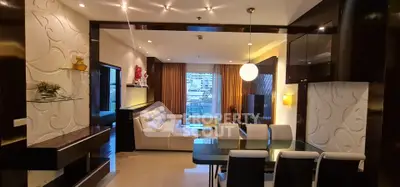 Luxurious modern living room with elegant dining area and stylish decor