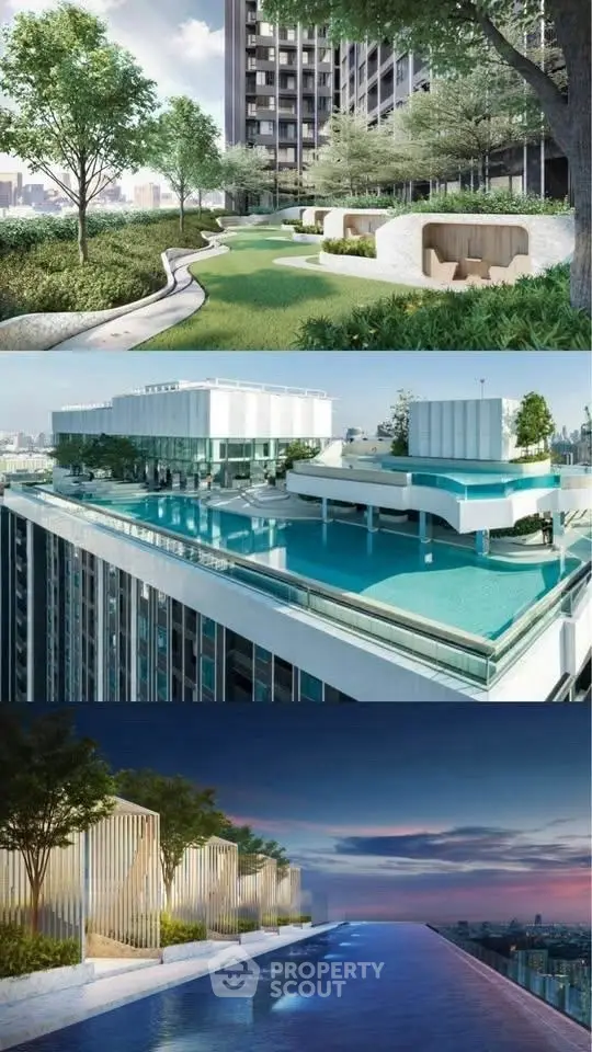 Luxurious rooftop pool with stunning city views and modern design elements.