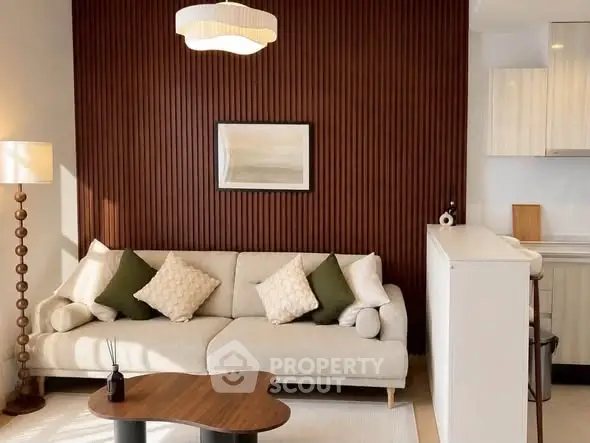 Stylish living room with modern decor and cozy seating area