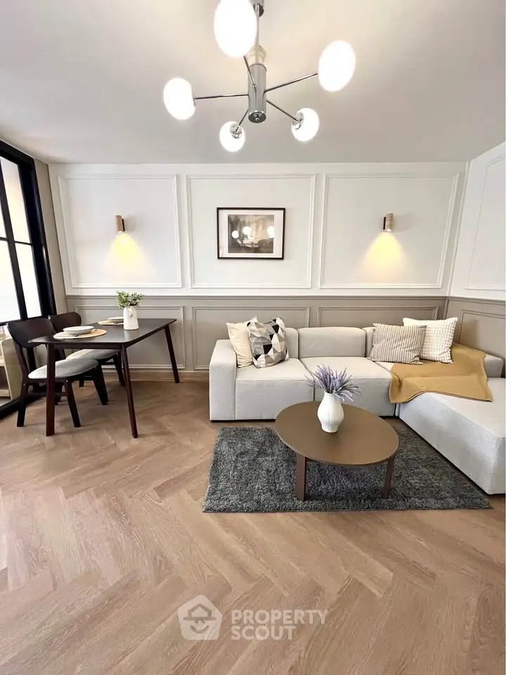 Stylish modern living room with elegant decor and cozy seating area