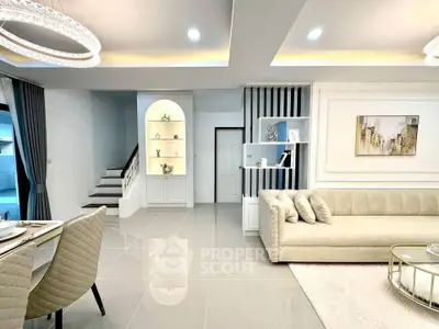 Luxurious modern living room with elegant decor and spacious layout