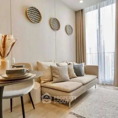 Stylish modern living room with cozy sofa and elegant decor