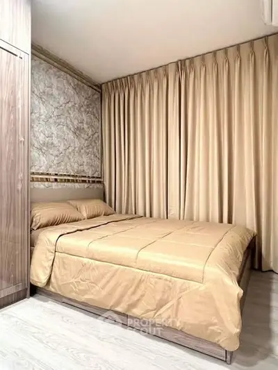 Cozy bedroom with elegant curtains and stylish decor