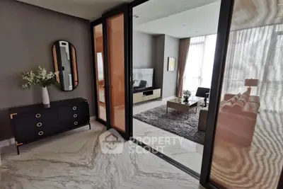 Luxurious modern living room with elegant decor and marble flooring