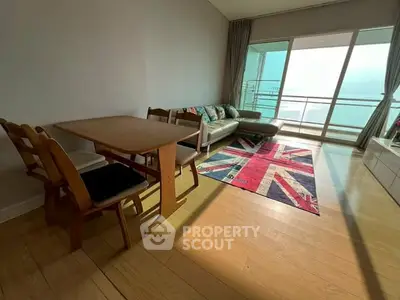 Bright living room with modern furniture and balcony view