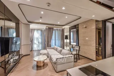 Luxurious modern living room with elegant decor and natural light