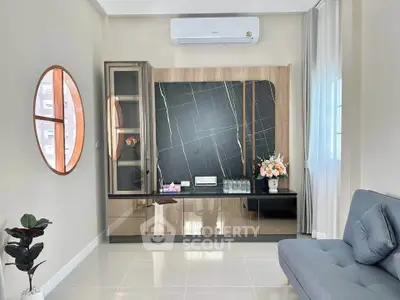 Modern living room with sleek design and stylish decor