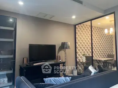 Stylish living room with modern decor and elegant lighting