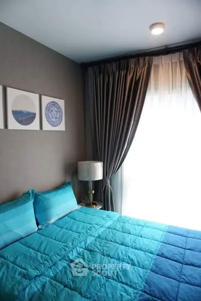 Cozy bedroom with modern decor and natural light