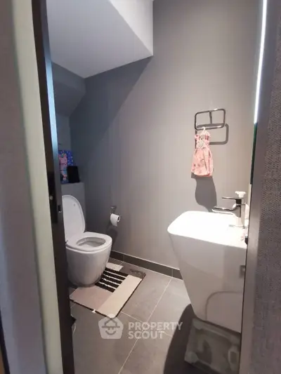 Modern bathroom with sleek fixtures and minimalist design