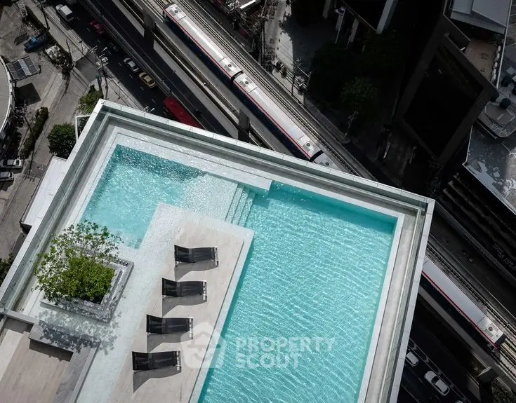 Stunning rooftop pool with city view and modern design