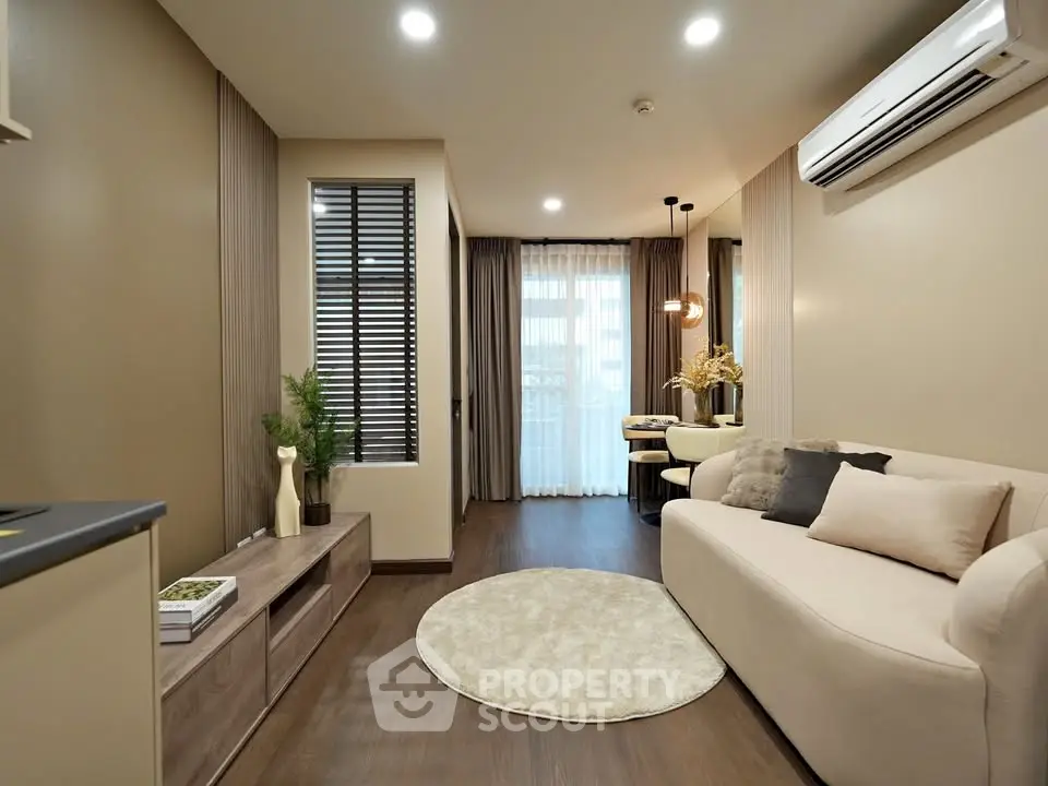 Modern living room with elegant decor and natural light