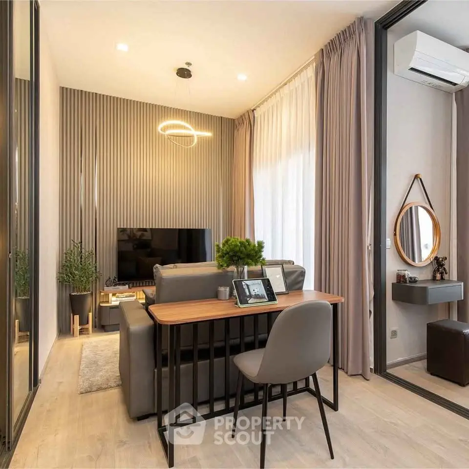 Modern living room with stylish decor and natural light