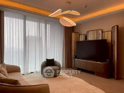 Luxurious living room with modern lighting and elegant decor