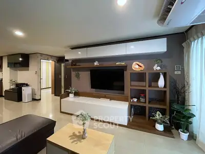 Spacious modern living room with stylish furniture and natural light