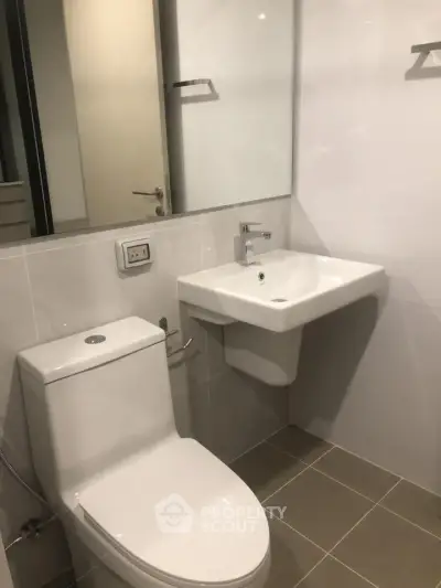 Modern bathroom with sleek fixtures and minimalist design