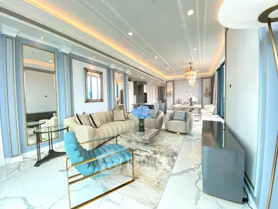 Luxurious living room with elegant decor and spacious layout