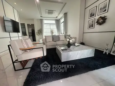 Luxurious modern living room with elegant decor and marble coffee table
