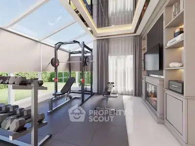Luxurious home gym with modern equipment and elegant design