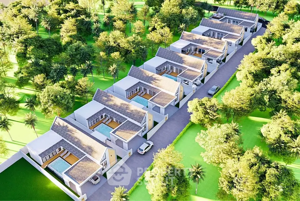 Luxurious modern villas with private pools in a lush green setting