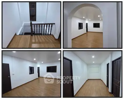 Spacious interior with wooden floors and modern lighting, ideal for customization.