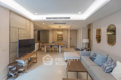 Spacious modern living room with elegant decor and cozy seating area