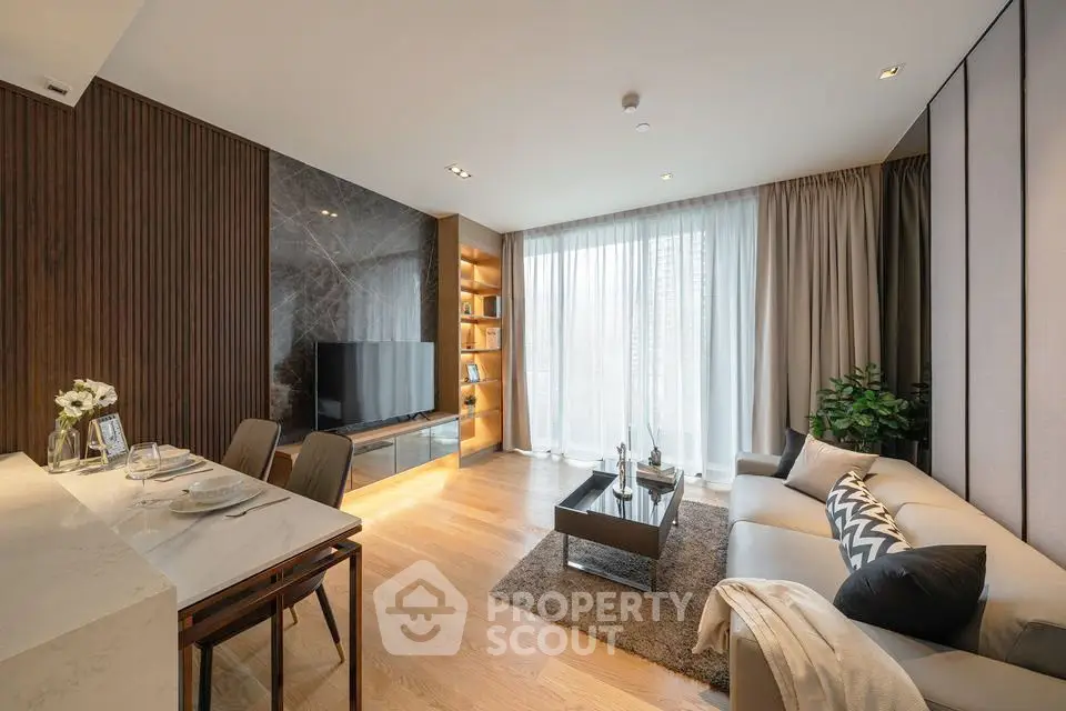 Luxurious modern living room with elegant decor and natural light