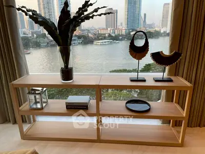 Elegant living room with river view and stylish decor