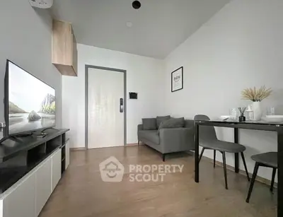 Modern living room with sleek furniture and stylish decor, perfect for urban living.