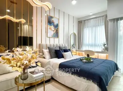 Luxurious bedroom with elegant decor and natural light