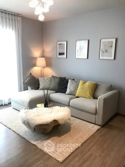 Stylish living room with cozy sectional sofa and modern decor