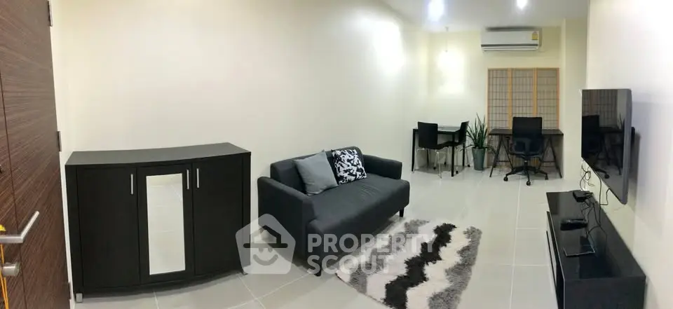 Modern living room with sleek furniture and stylish decor