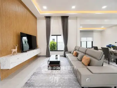 Luxurious modern living room with sleek furniture and elegant decor, perfect for stylish living.