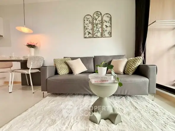 Stylish living room with modern decor and cozy seating area