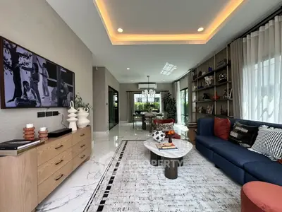 Luxurious modern living room with elegant decor and spacious layout