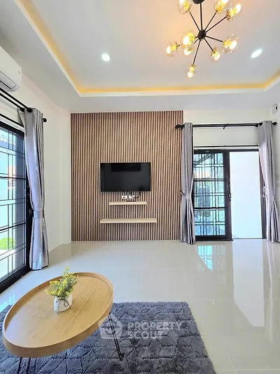 Modern living room with stylish decor and natural light