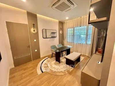 Modern living room with stylish furniture and elegant lighting