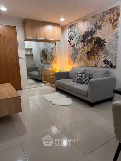 Modern living room with stylish decor and cozy ambiance