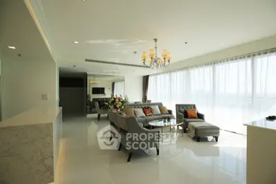 Luxurious living room with elegant decor and panoramic city views