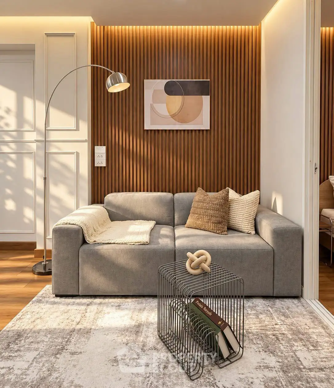 Modern living room with stylish decor and cozy ambiance