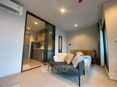 Modern studio apartment with open layout and stylish furnishings