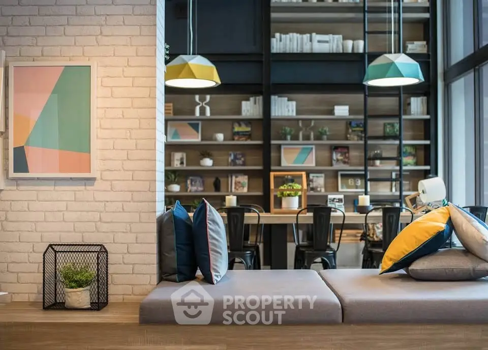 Modern living room with stylish decor and cozy seating area, perfect for relaxation and entertaining.