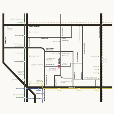 Detailed map showing real estate location and nearby amenities in Bangkok.